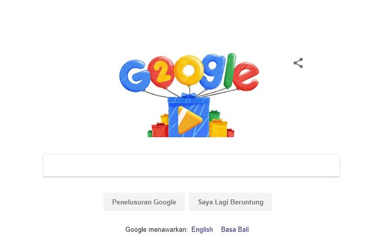Google merayakan hari ulang tahunnya yang ke 20 lewat doodle