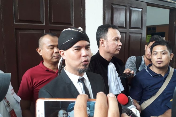 Musisi Ahmad Dhani di Pengadilan Negeri Jakarta Selatan, Senin (23/4/2018).