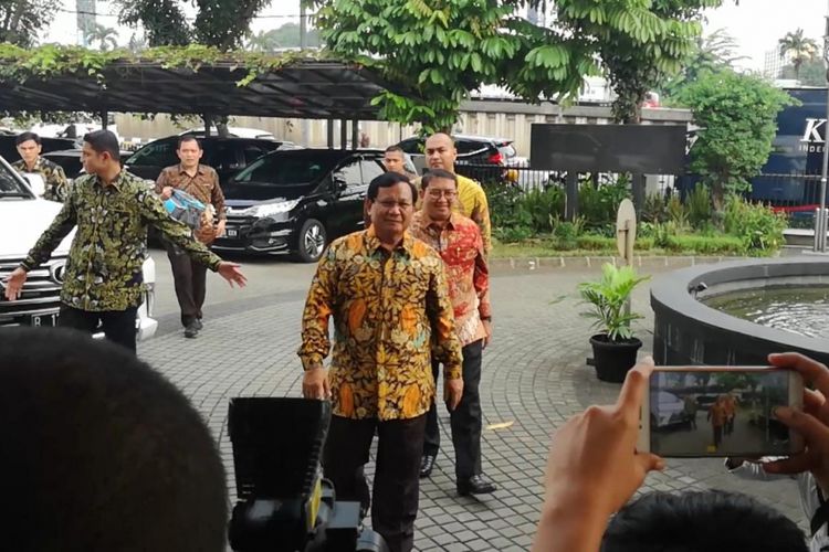 Ketua Umum Gerindra Prabowo Subianto di gedung DPP PKS Jakarta, Senin (30/7/2018)