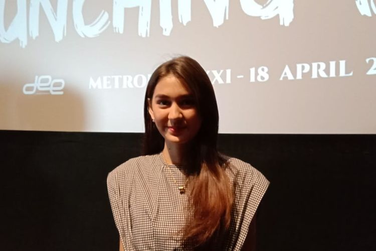 Zoe Abbas Jackson menghadiri perilisan trailer film horor #MalamJumat the Movie di XXI Metropole, Menteng, Jakarta Pusat, Kamis (18/4/2019).