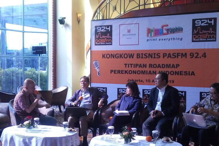 Diskusi terkait roadmap pertumbuhan ekonomi Indonesia yang diselenggarakan di Jakarta, Rabu (10/4/2019).