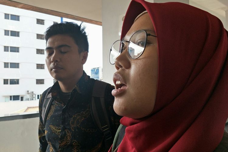 Gita dari LBH Paham (Pusat Advokasi dan Ham) selaku kuasa hukum lima dari sepuluh anak yang ditangkap 22 Mei di Pengadilan Negeri Jakarta Pusat, Senin (5/8/2019).