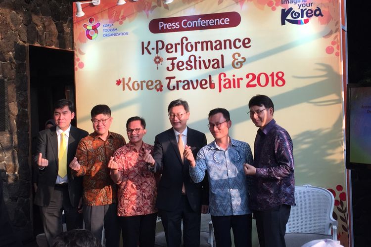 Press Conference Korea Travel Fair di Jakarta, Senin (27/8/2018).