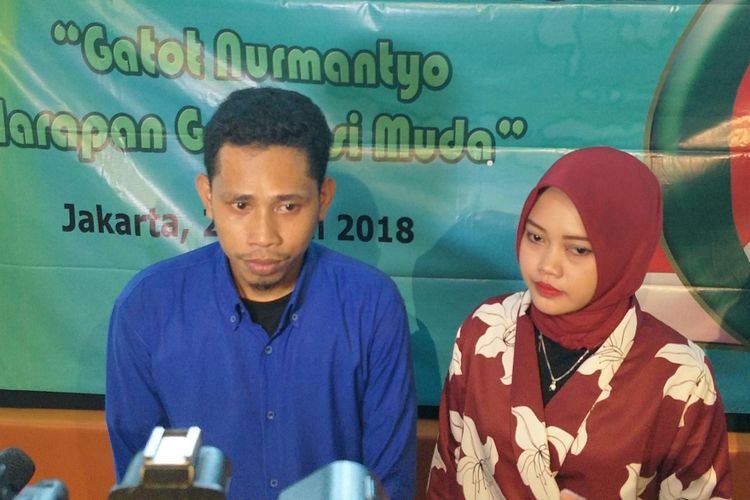 Pengurus dan anggota kelompok anak muda Generasi Muda Milenia usai mendeklarasikan diri mendukung Gatot Nurmantyo maju bertarung di Pilpres 2019.
