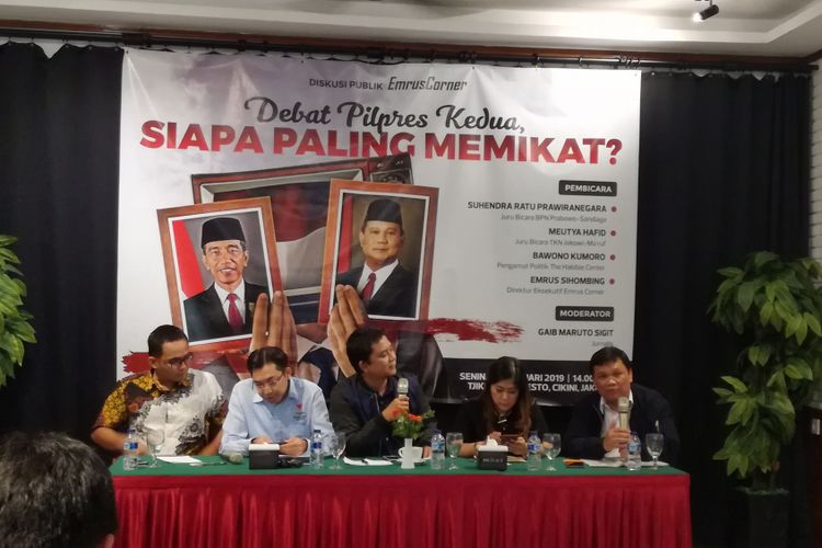 Diskusi Debat Pilpres Kedua, Siapa Paling Memikat? di Tjikini Lima, Jakarta, Senin (18/2/2019) 