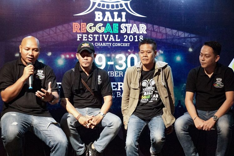 Jumpa pers Bali Reggae Star Festival 2018 yang juga dihadiri oleh pengisi acara yakni, Tiny Q Rastafara di Epiwalk, Rasuna Said, Jakarta Selatan, Rabu (1/8/2018).