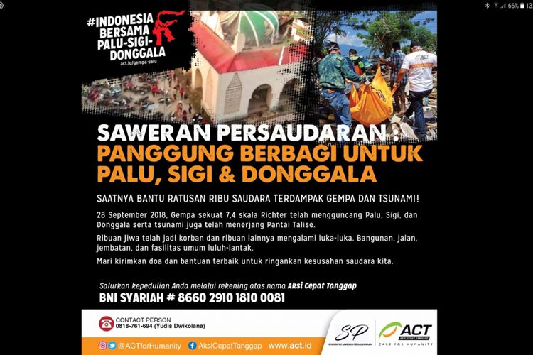 Poster Saweran Persaudaraan: Berbagi untuk Palu dan Donggala