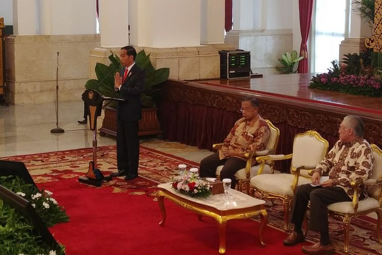 Presiden Joko Widodo saat membuka raker Kemendag di Istana Negara, Jakarta, Rabu (31/1/2018).