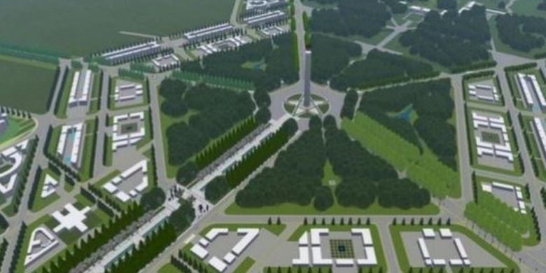 Desain pusat ibu kota baru sebagaimana dirancang Kementerian PUPR. 