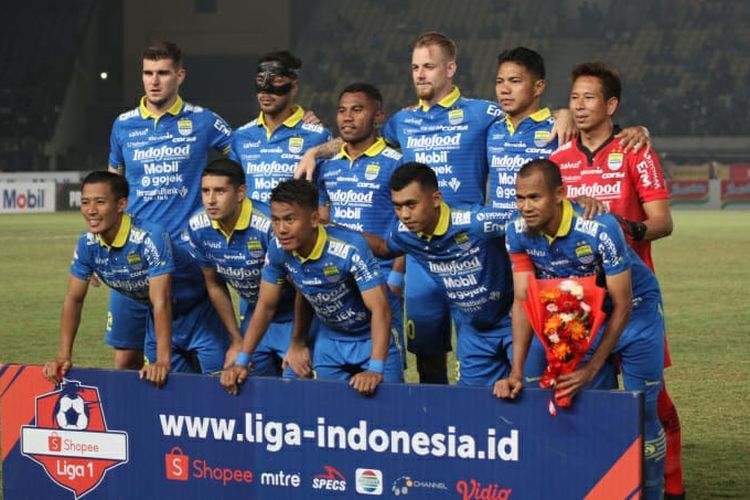 Skuad Persib Bandung dalam pertandingan Liga 1 kontra Semen Padang pada Rabu (18/9/2019). 