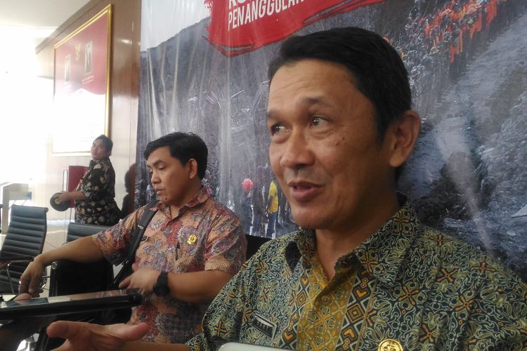 Kepala Bidang Diseminasi Informasi Iklim dan Kualitas Udara BMKG, Hary Tirto Djatmiko, di kantor BNPB, Jakarta Timur, Jumat (31/5/2019).