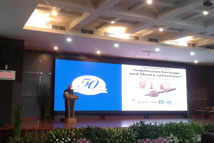 Seminar internasional bertajuk Indonesian heritage anda library collection sebagai bentuk kerja sama antara LIPI dan KITLV di Jakarta, Selasa (25/6/2019)