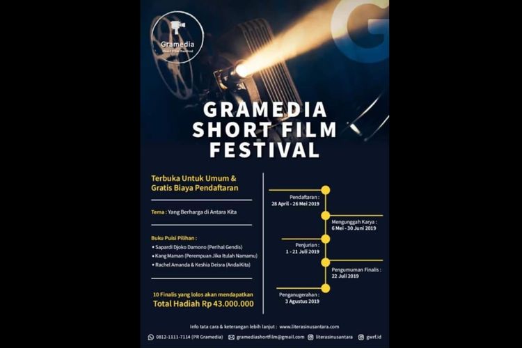 PT Gramedia Asri Media mengadakan lomba film pendek dengan judul Gramedia Short Film Festival.