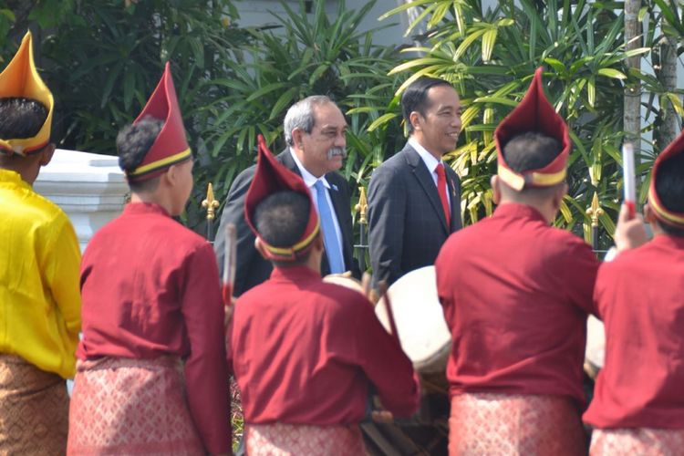 Presiden Joko Widodo dan Presiden Federasi Serikat Mikronesia Peter M. Christian saat kunjungan kenegaraan di Istana Presiden Bogor, Rabu (18/7/2018).