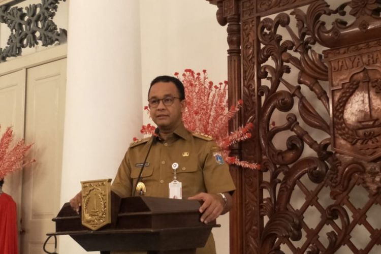 Gubernur DKI Jakarta Anies Baswedan di Balai Kota DKI Jakarta, Jalan Medan Merdeka Selatan, Senin (19/11/2018).