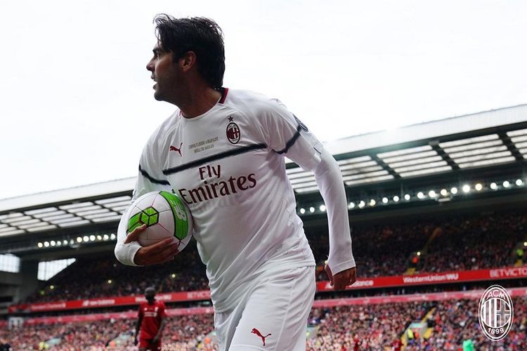 Penampilan Ricardo Kaka pada laga yang bertajuk Charity Match antara Liverpool Legend vs AC Milan Glorie yang digelar di Stadion Anfield, Sabtu (23/3/2019).