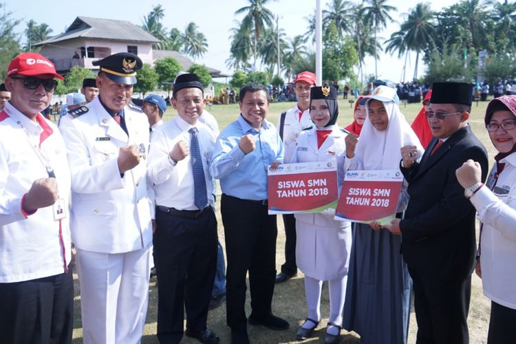 Direktur Utama Pelindo 1 Bambang Eka Cahyana dalam rangkaian kegiatan peringatan HUT RI ke-73 di Kepulauan Natuna, Provinsi Kepulauan Riau, Jumat (17/8/2018).