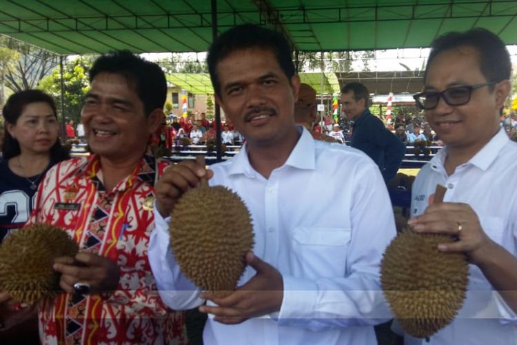 Kontes durian lokal di Balai Karangan, Kecamatan Sekayam, Kabupaten Sanggau, Kalimantan Barat, Jumat (27/7/2018)