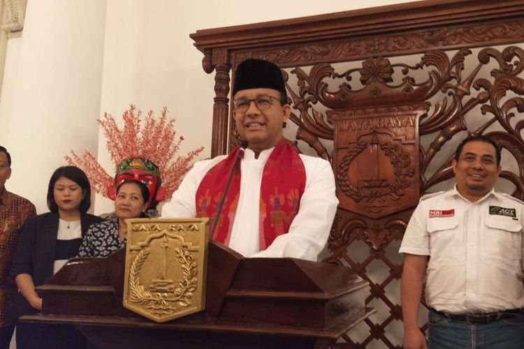 Gubernur DKI Jakarta Anies Baswedan di Balai Kota DKI Jakarta, Jalan Medan Merdeka Selatan, Jumat (9/8/2019).