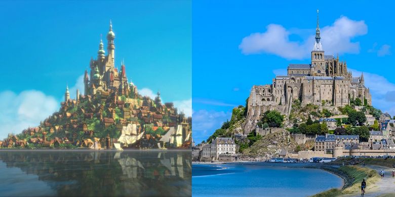 Hasil gambar untuk foto  Istana Kerajaan, Tangled: Mont Saint-Michel, Perancis