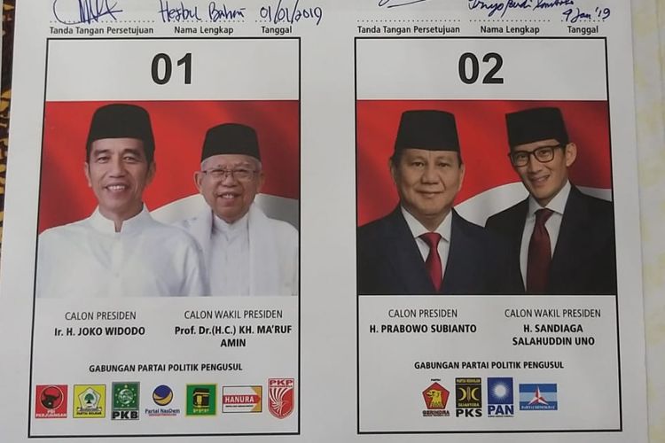 Foto Desain Surat Suara Pilpres yang Diresmikan | Kompas.com