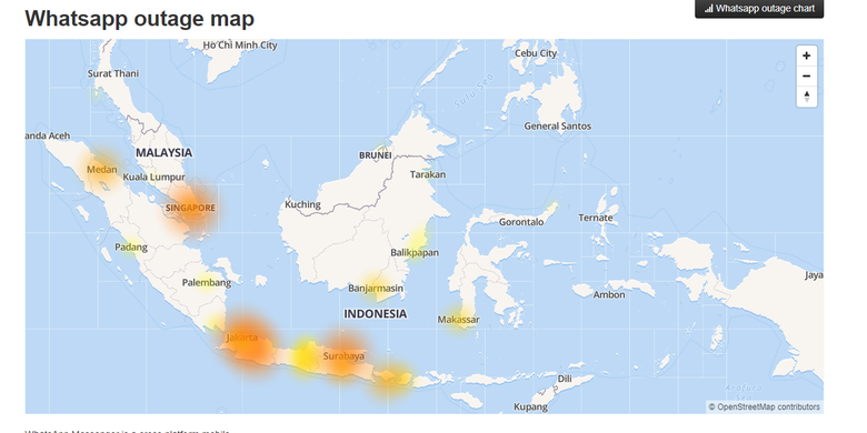 Down Detectro menunjukan lokasi WhatsApp eror