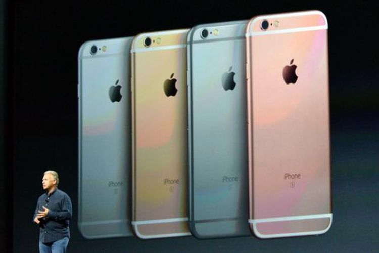 iPhone 6s dan 6s Plus saat diluncurkan, Rabu (9/9/2015).