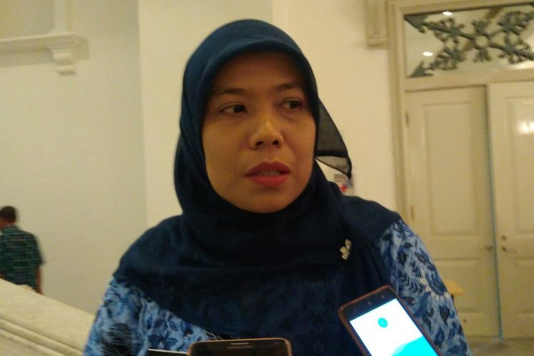 Kepala Biro Tata Pemerintahan DKI Jakarta Premi Lasari di Balai Kota DKI Jakarta, Jalan Medan Merdeka Selatan, Selasa (19/9/2017).