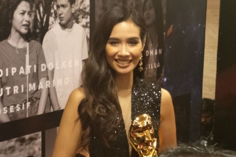 Marsha Timothy saat menghadiri ajang Indonesia Movie Actors Awards 2018 di MNC Studio Tower II, Jakarta Barat, Rabu (4/7/2018) malam.