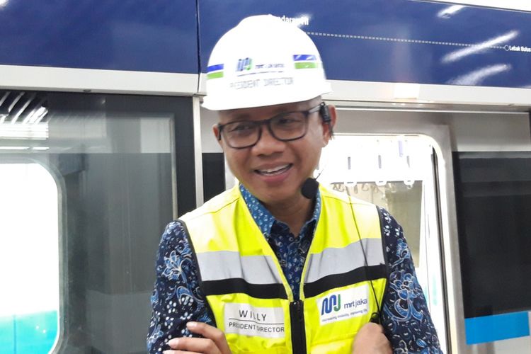 Direktur Utama MRT Jakarta William P Sabandar di Stasiun Bundaran HI, Kamis (28/2/2019)