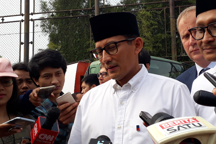 Anggota Dewan Pembina Partai Gerindra Sandiaga Uno di Sunter, Jakarta Utara, Minggu (20/5/2018).