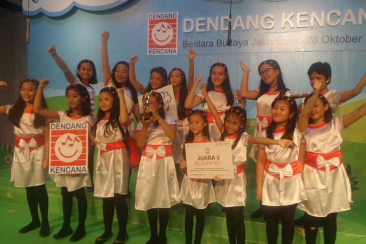 Pemenang Lomba Paduan Suara Anak TK-SD Dendang Kencana 2017 di Bentara Budaya Jakarta, Jalan Palmerah Selatan, Jakarta, Sabtu (28/10/2017).