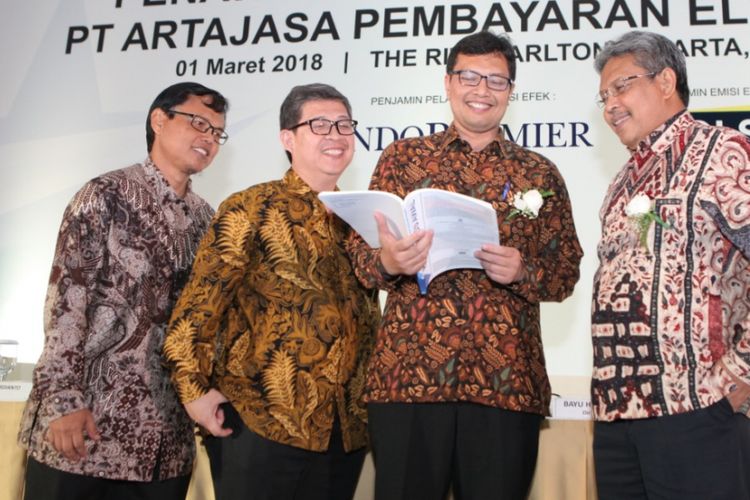 Public expose Initial Public Offering (IPO) PT Artajasa Pembayaran Elektronis Tbk di Jakarta, Kamis (1/3/2018).