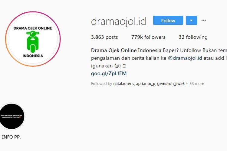 Akun Instagram @dramaojol.id.