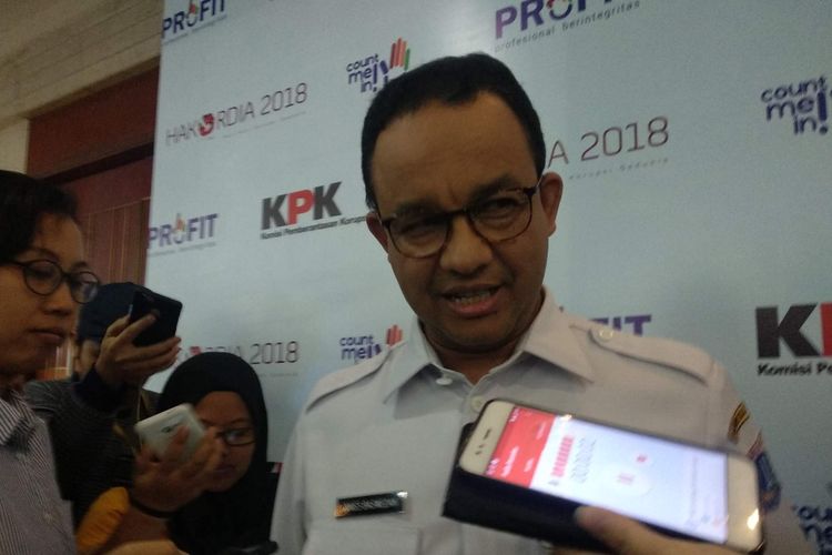 Gubernur DKI Jakarta Anies Baswedan di Hotel Bidakara, Jakarta Selatan, Rabu (5/12/2018).