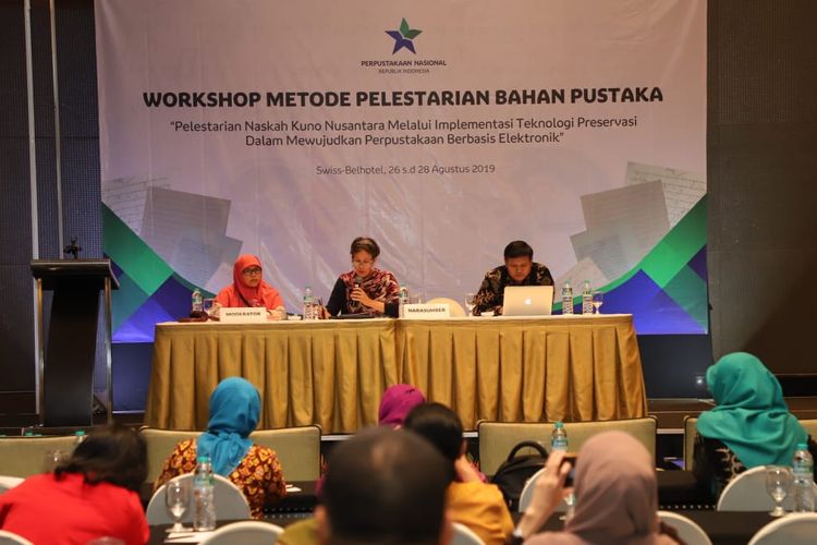 Pembukaan Workshop Metode Pelestarian Bahan Pustaka di Swiss Bellhotel, Mangga Besar, Jakarta, Senin (26/8/2019).