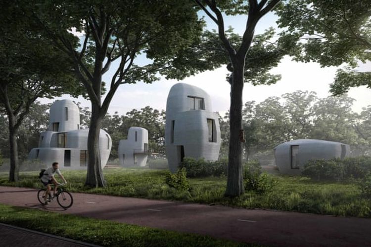 Rencana pembangunan perumahan dengan teknologi 3D di Eindhoven, Belanda. 