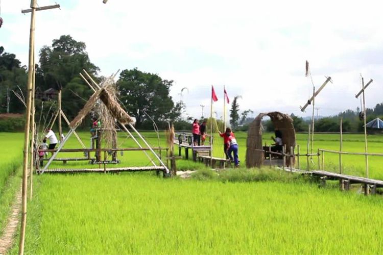 Kawasan Persawahan di Desa Tondok Bakaru di Mamasa, Sulbar, yang jadi spot wisata selfie baru. LOkasinya hanya 1,5 km dari Ibu Kota Mamasa, Sulbar. 