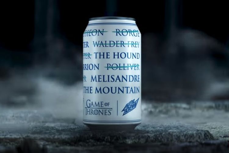 Minuman berkarbonisasi di AS, Mountain Dew, berencana merilis kaleng edisi khusus A Can Has No Name dengan tema sari serial teve Game of Thrones.
