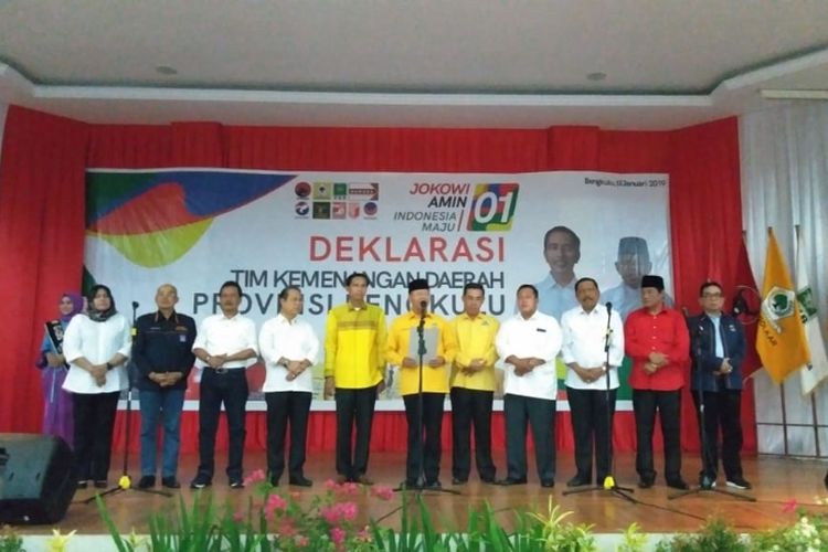 Deklarasi pemenangan Jokowi-Maruf di Bengkulu. Gubernur Bengkulu selaku ketua Golkar Provinsi Bengkulu memimpin deklarasi, Minggu (13/1/2019)