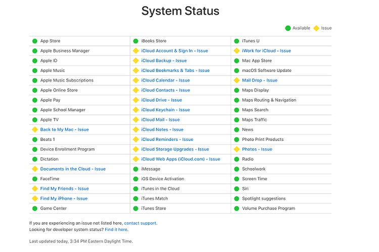 Tangkapan layar masalah iCloud