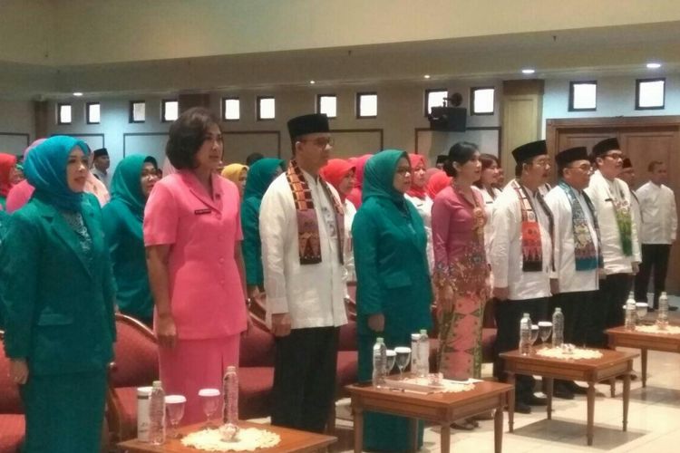 Gubernur DKI Jakarta Anies Baswedan dan istri hadiri pelantikan pengurus tim penggerak PKK Provinsi DKI Jakarta masa bakti 2017-2022.