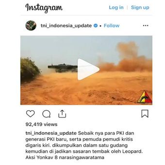 Tangkapan layar akun Instagram @tni_indonesia_update