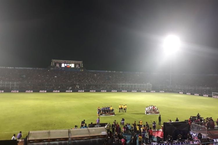 Laga final Piala Presiden 2019 leg kedua, Arema FC vs Persebaya Surabaya, di Stadion Kanjuruhan, Malang, 12 April 2019.