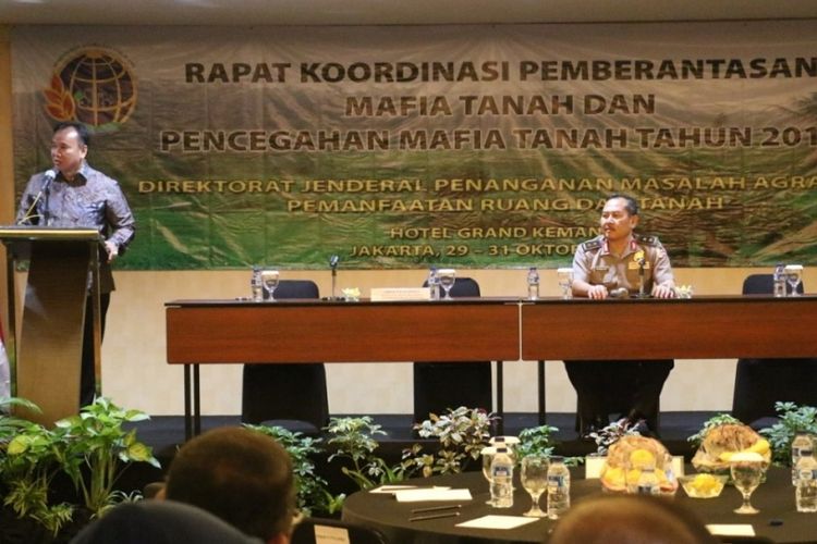 Rapat Koordinasi Pemberantasan Mafia Tanah dan Pencegahan Mafia Tanah tahun 2018 di Hotel Grand Kemang, Jakarta, Senin (29/10/2018).