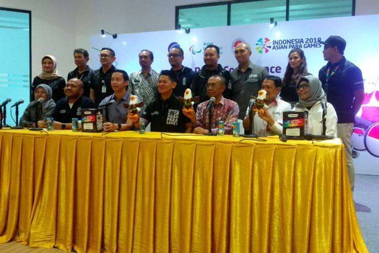 Panitia Pelaksana Asian Para Games 2018 (Inapgoc) menggelar konferensi pers di GBK Arena, Senayan, Jakarta, Kamis (20/9/2018).