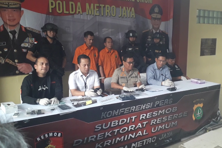 Konferensi pers pengungkapan kasus curanmor kelompok Lampung di RS Polri Kramat Jati, Sabtu (15/6/2019).