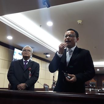 Sekretaris Jenderal Mahkamah Konstitusi Guntur Hamzah di Gedung MK Jakarta, Jumat (22/3/2019).