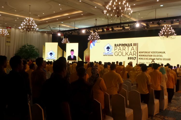 Rapat Pimpinan Nasional Partai Golkar di JCC, Senayan, Jakarta, Senin (18/12/2017).