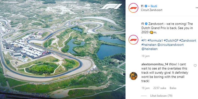 Sirkuit Zandvoort, Belanda yang akan jadi tuan rumah Formula 1 tahun 2020 mendatang.